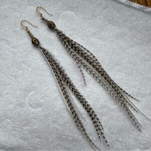 Vintage 90s Feather & Skull Earrings